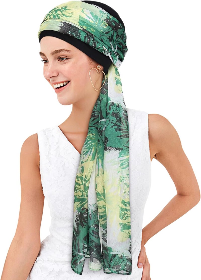 Awefeel Chemo Hats for Women – Extra Long 47" Chiffon Scarf – Soft Cancer Headwear for Hair Loss – Stylish Chemo Caps - Image 2